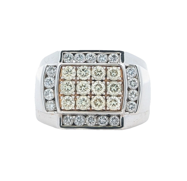 14KT White and Yellow Gold 1.77ctw Diamond Estate Cluster Ring