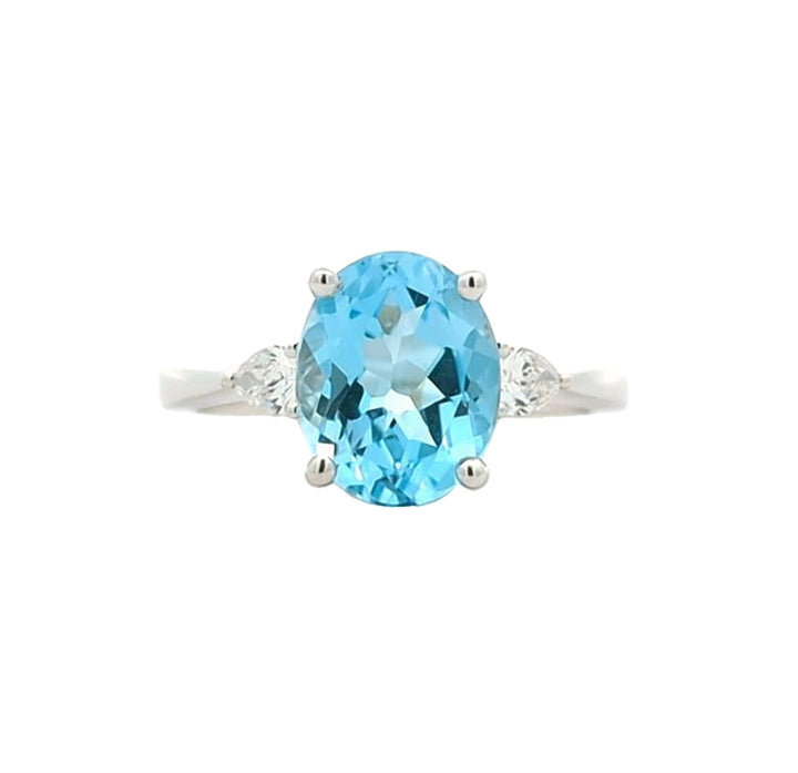 18KT White Gold Topaz and 0.23ctw Diamond Ring