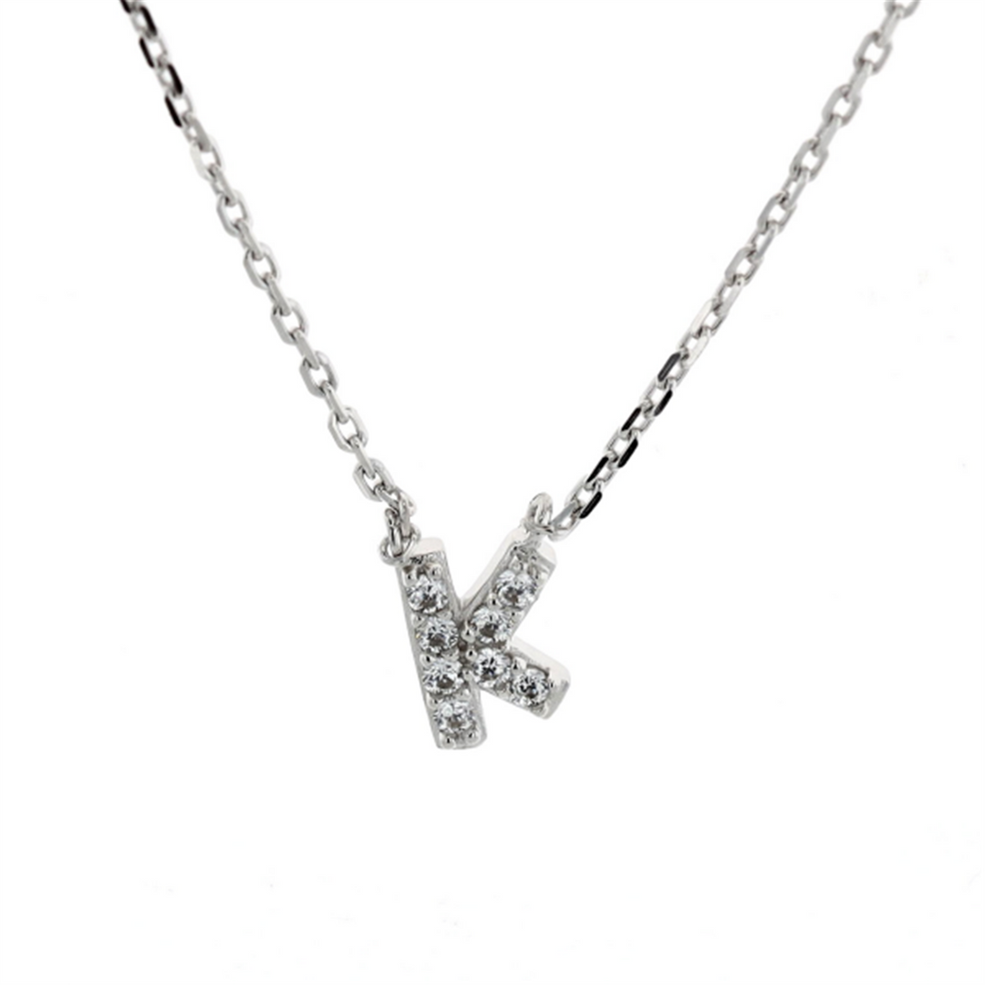 REIGN Sterling Silver CZ "K" 18" Necklace