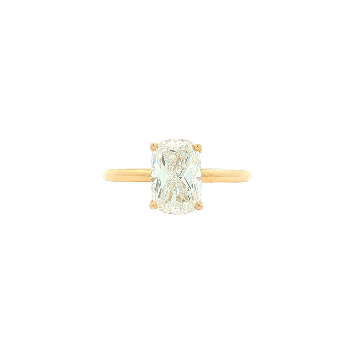 14KT Yellow Gold 1.6ctw Lab Grown Rectangular Cushion Cut Diamond Engagment Ring with Hidden Halo