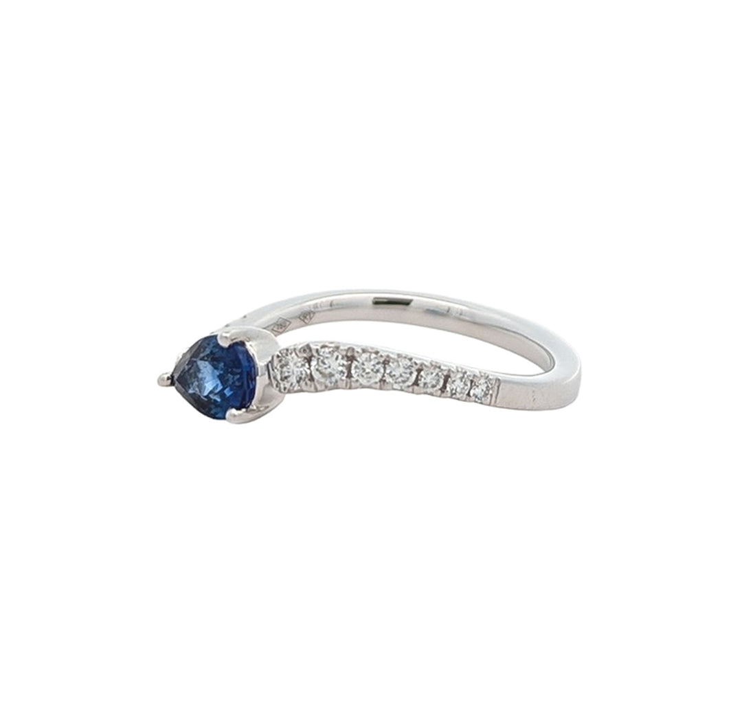 18K White Gold 0.21ctw Diamond Sapphire Ring