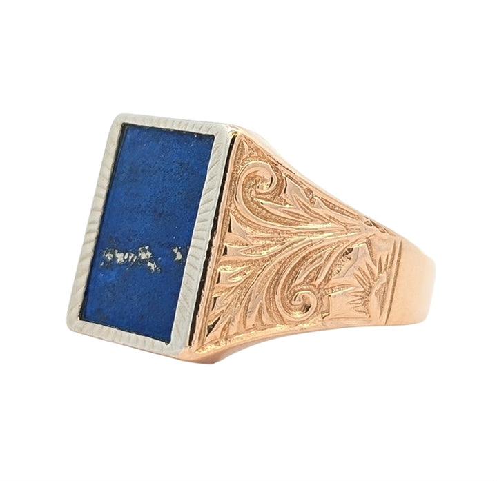 18KT Yellow Gold Natural Lapis Lazuli Estate Ring