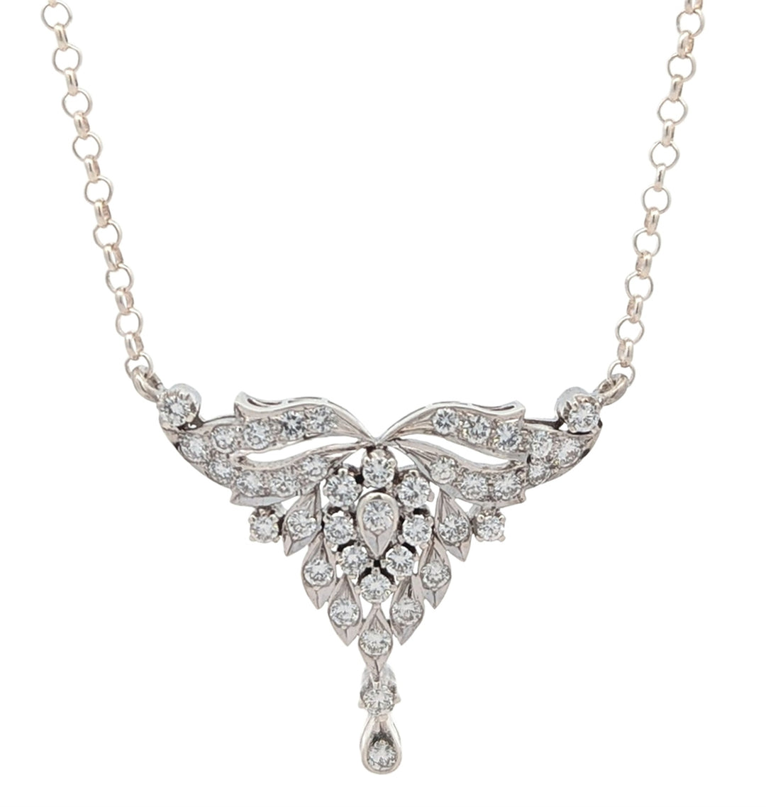 Sterling Silver 1.08ctw Diamond 16" Estate Necklace
