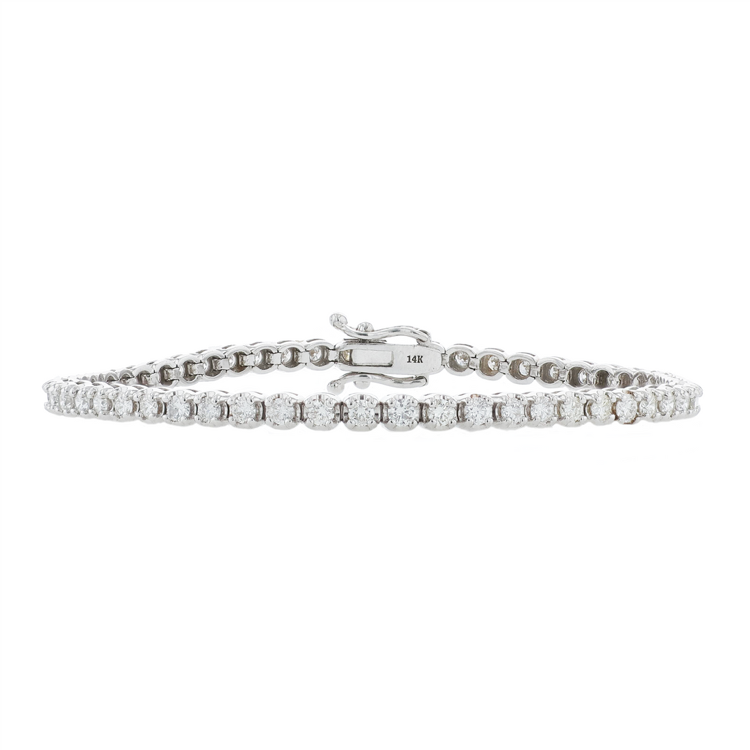 14KT White Gold 2.05ctw Diamond Tennis Bracelet 7"