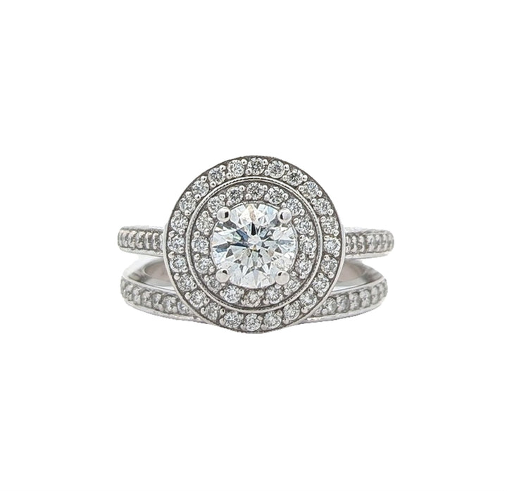 14KT White Gold 1.51ctw Diamond Estate Wedding Set