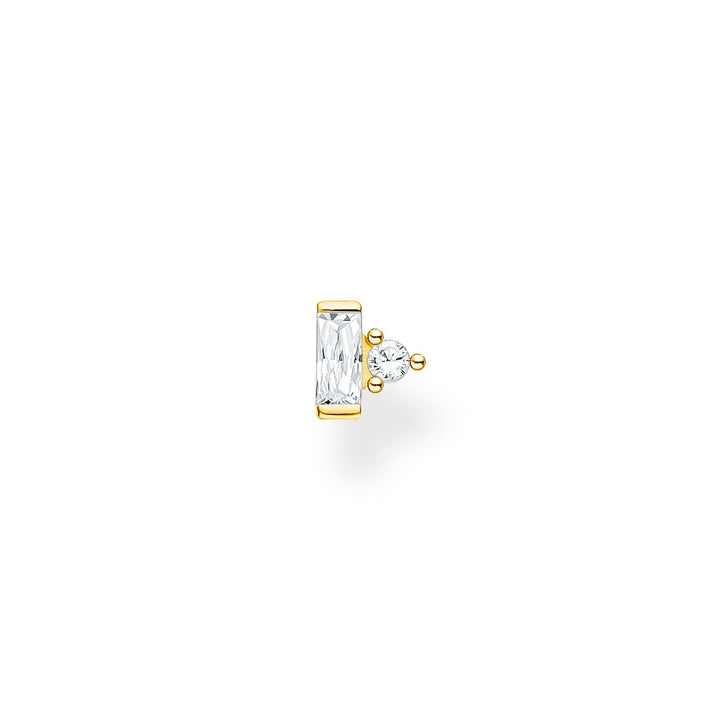 Single Ear Stud White Stone Gold