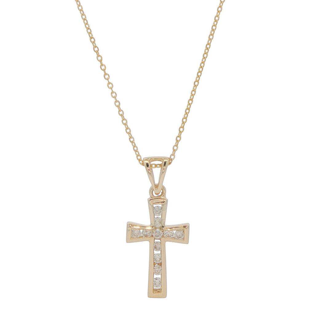 10KT Yellow Gold 0.13ctw Diamond Cross Necklace