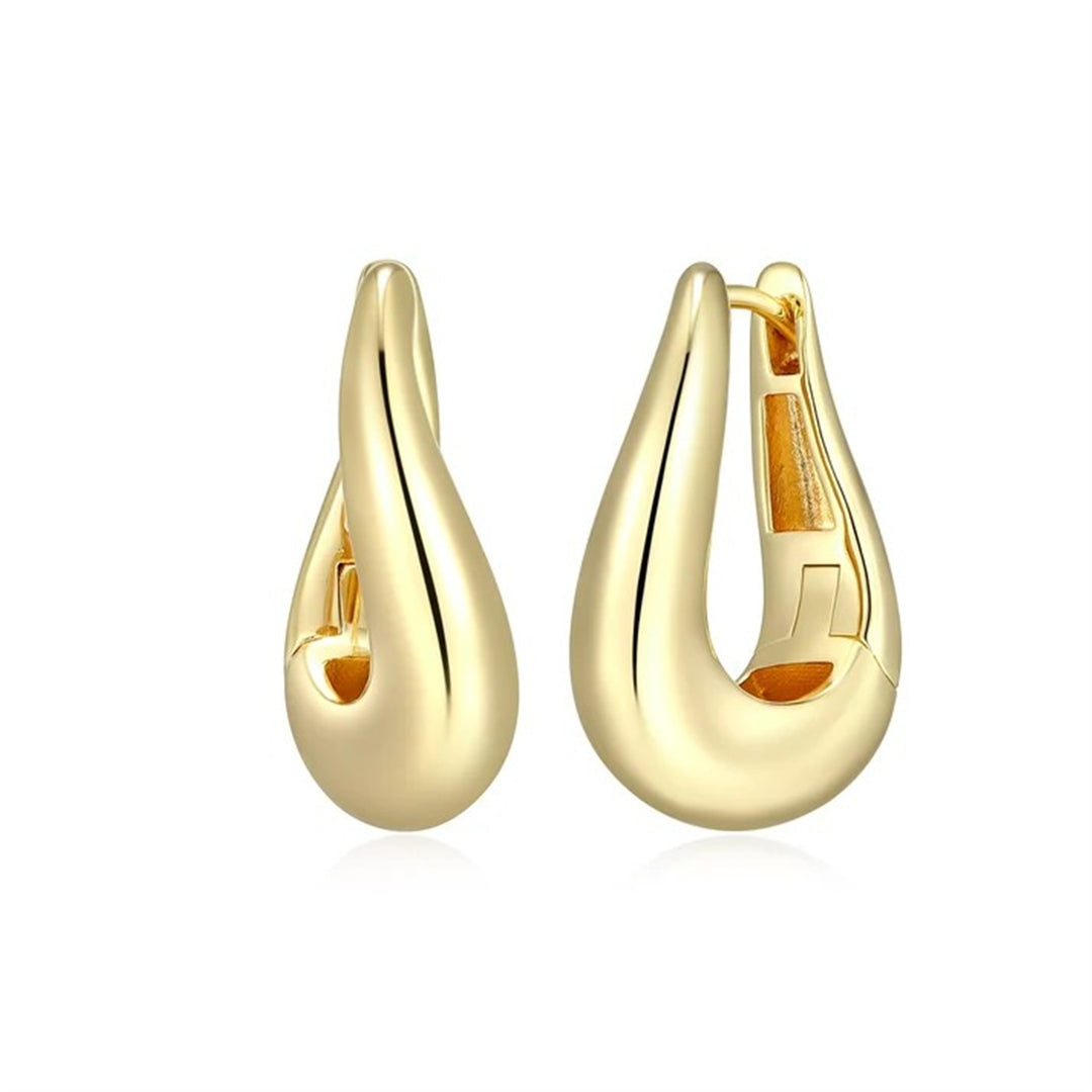 REIGN Sterling Silver Gold Plated Fluid Hoop Earrings