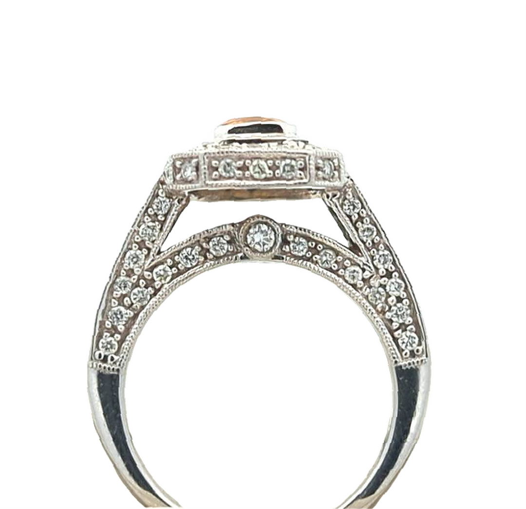 14KT White Gold Orange Sapphire and 0.99ctw Diamond Ring