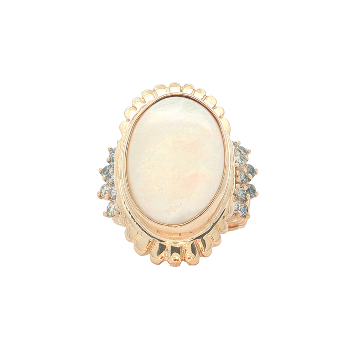 14KT Yellow Gold Opal and Diamond Estate Ring