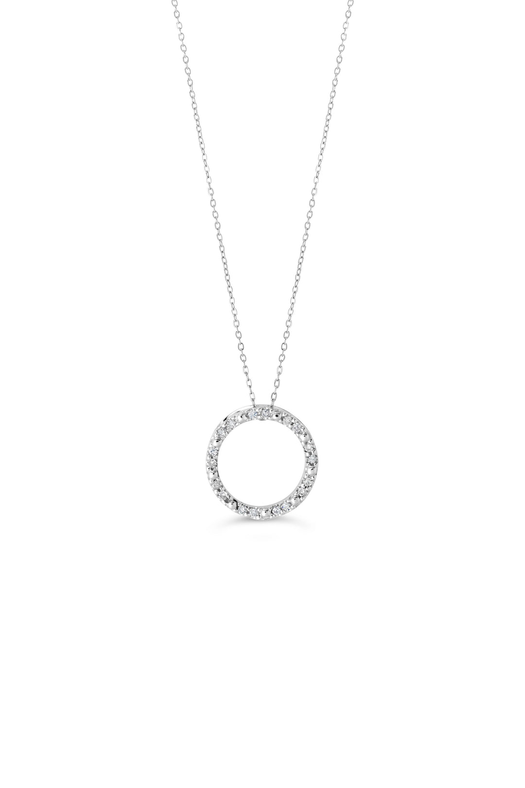 10KT White Gold 0.10ctw Diamond Life Circle Necklace
