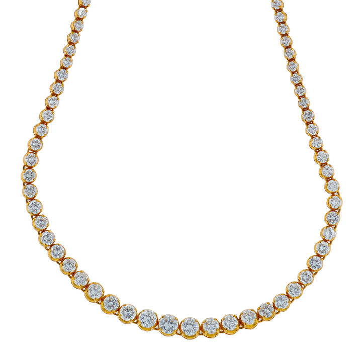 18KT Yellow Gold 13.25ctw Diamond Graduated Tennis Estate Necklace 15"