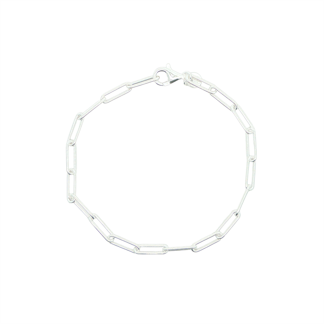 Sterling Silver 4mm Flat Paperclip Bracelet 7.5"