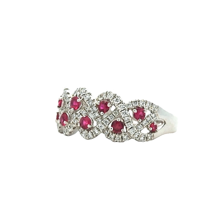 18K White Gold Diamond And Ruby Ring