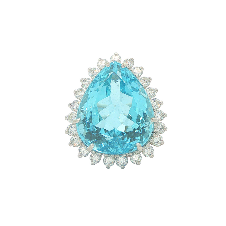 18K White Gold Aquamarine and 1.04tcw Diamond Ring