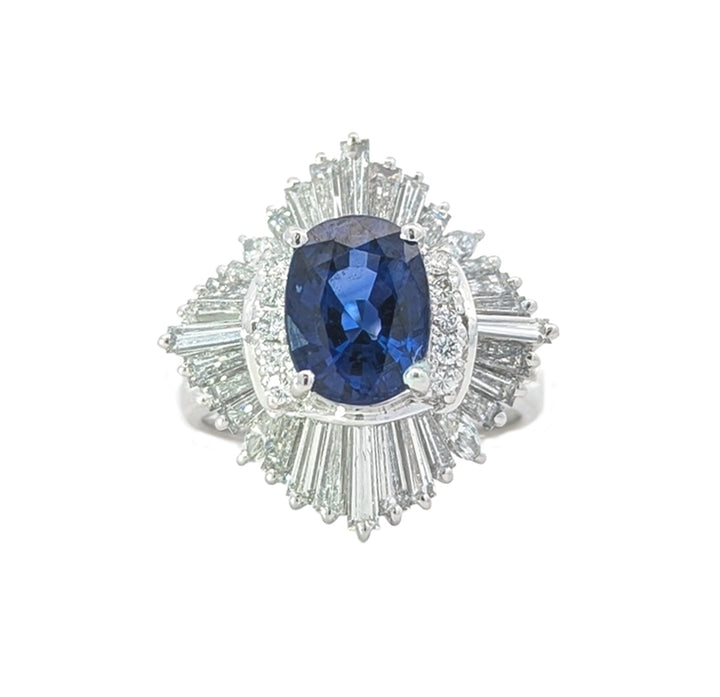 Platinum Natural Sapphire and 1.65ctw Diamond Estate Ring