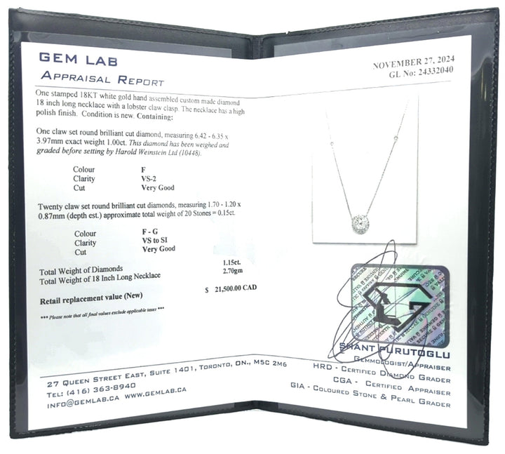 18KT White Gold 1.15ctw Diamond 18" Necklace