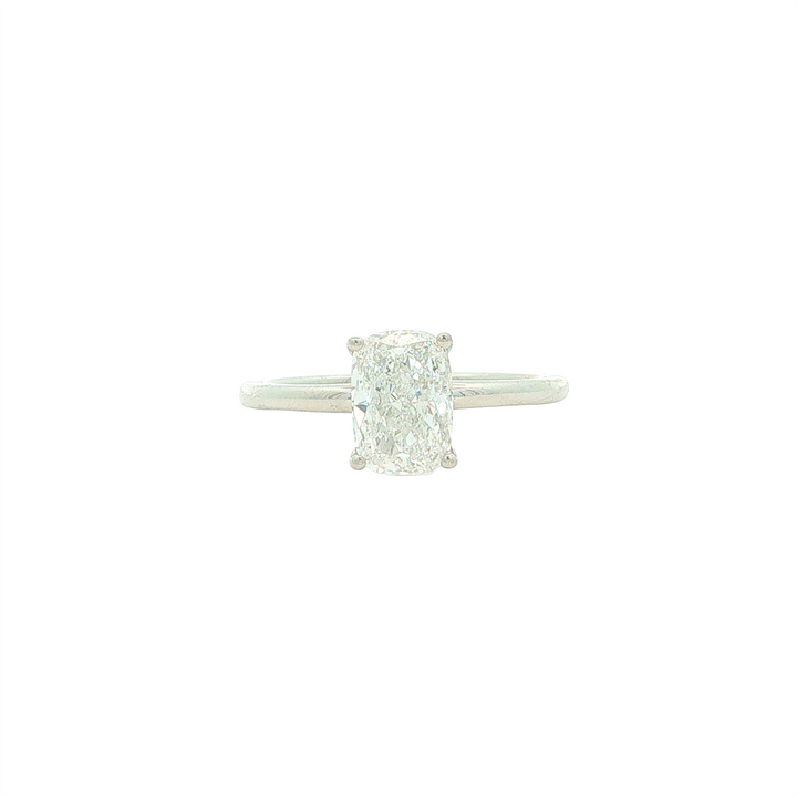 14KT White Gold 1.58ctw Lab Grown Rectangular Cushion Cut Diamond Engagment Ring with Hidden Halo