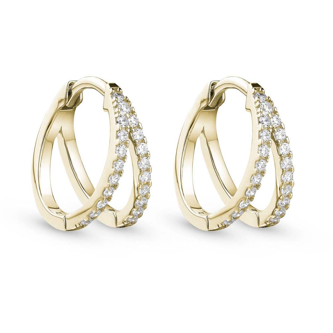 MALO Sterling Silver Yellow Vermal Plating 0.20ctw Diamond Huggie Split Hoop Earrings
