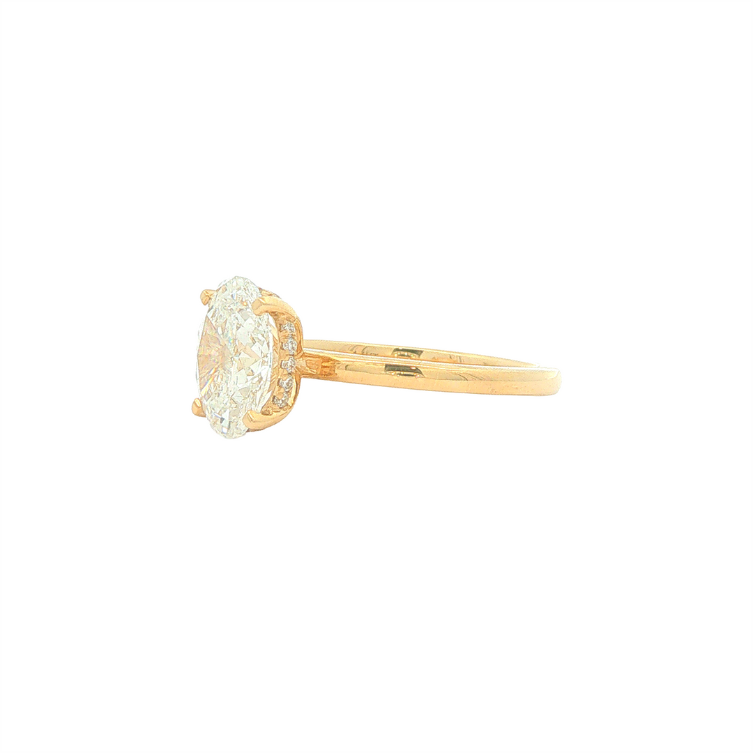 14KT Yellow Gold 2.14ctw Lab Grown Oval Cut Diamond Engagment Ring with Hidden Halo