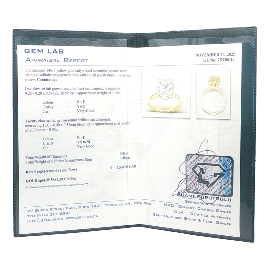 14KT Yellow Gold 3.06ctw Lab Grown Diamond Engagement Ring