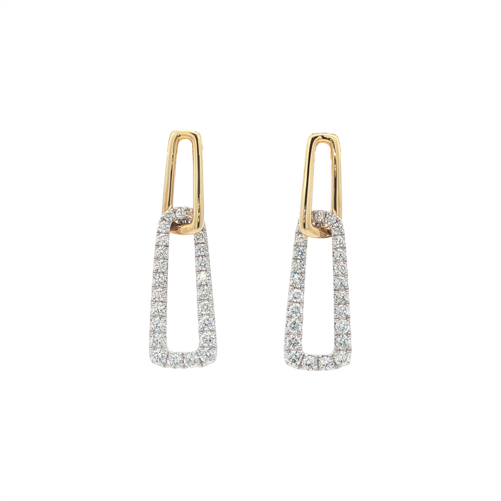 18K Two-Toned 0.91ctw Diamond Dangle Earrings