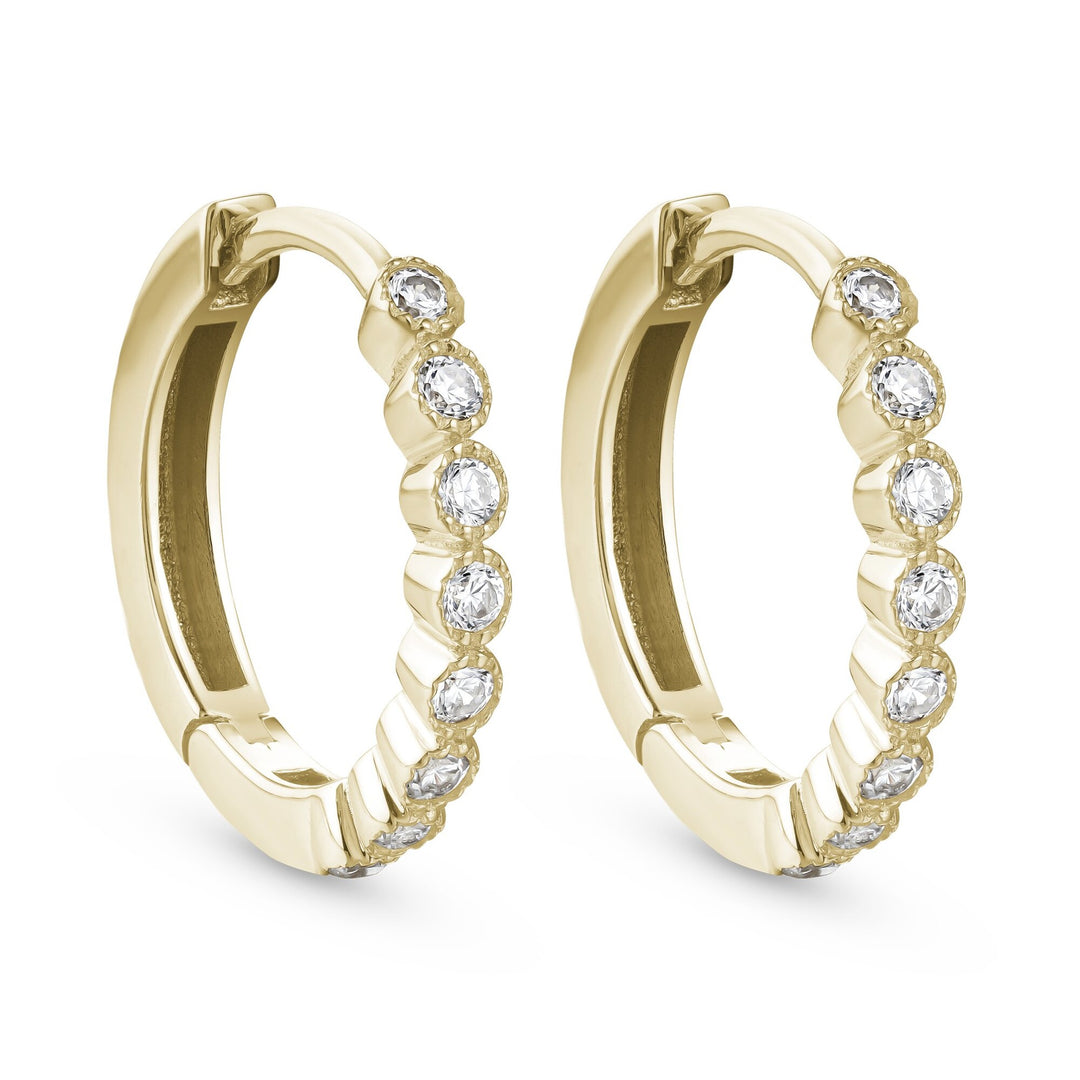MALO Sterling Silver Yellow Vermal Plating 0.16ctw Diamond Huggie Hoop Earrings