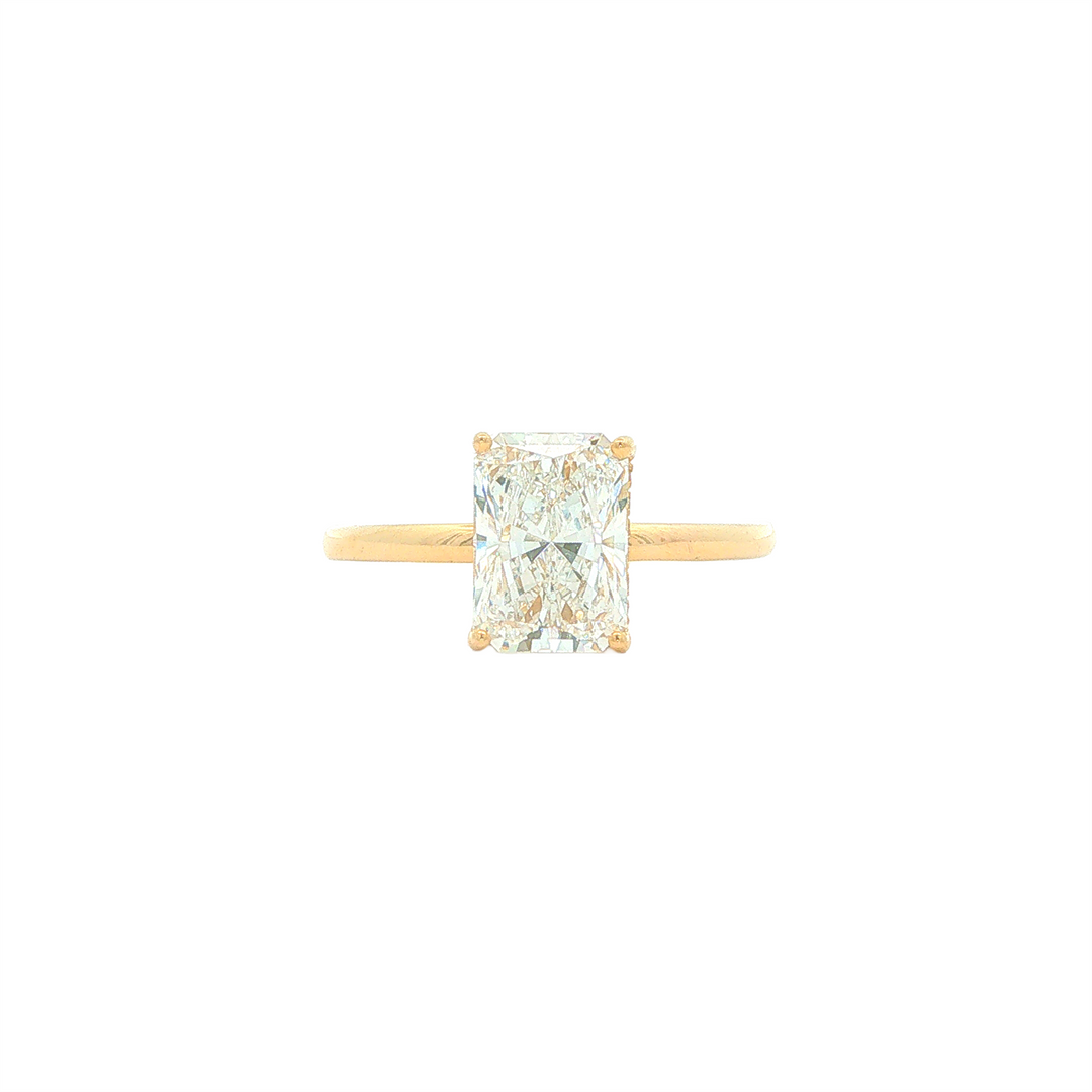 14KT Yellow Gold 2.16ctw Lab Grown Radiant Cut Diamond Engagment Ring with Hidden Halo