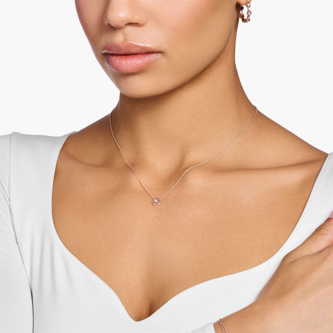 Thomas Sabo Sterling Silver Rose Gold Plated CZ Necklace