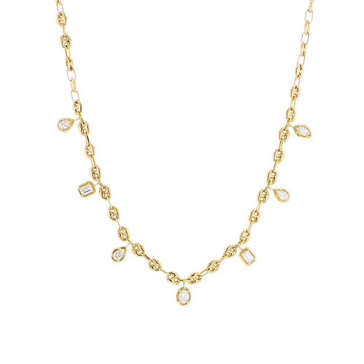 18KT Yellow Gold Anchor Link and 1.23cttw Diamond Necklace 17"