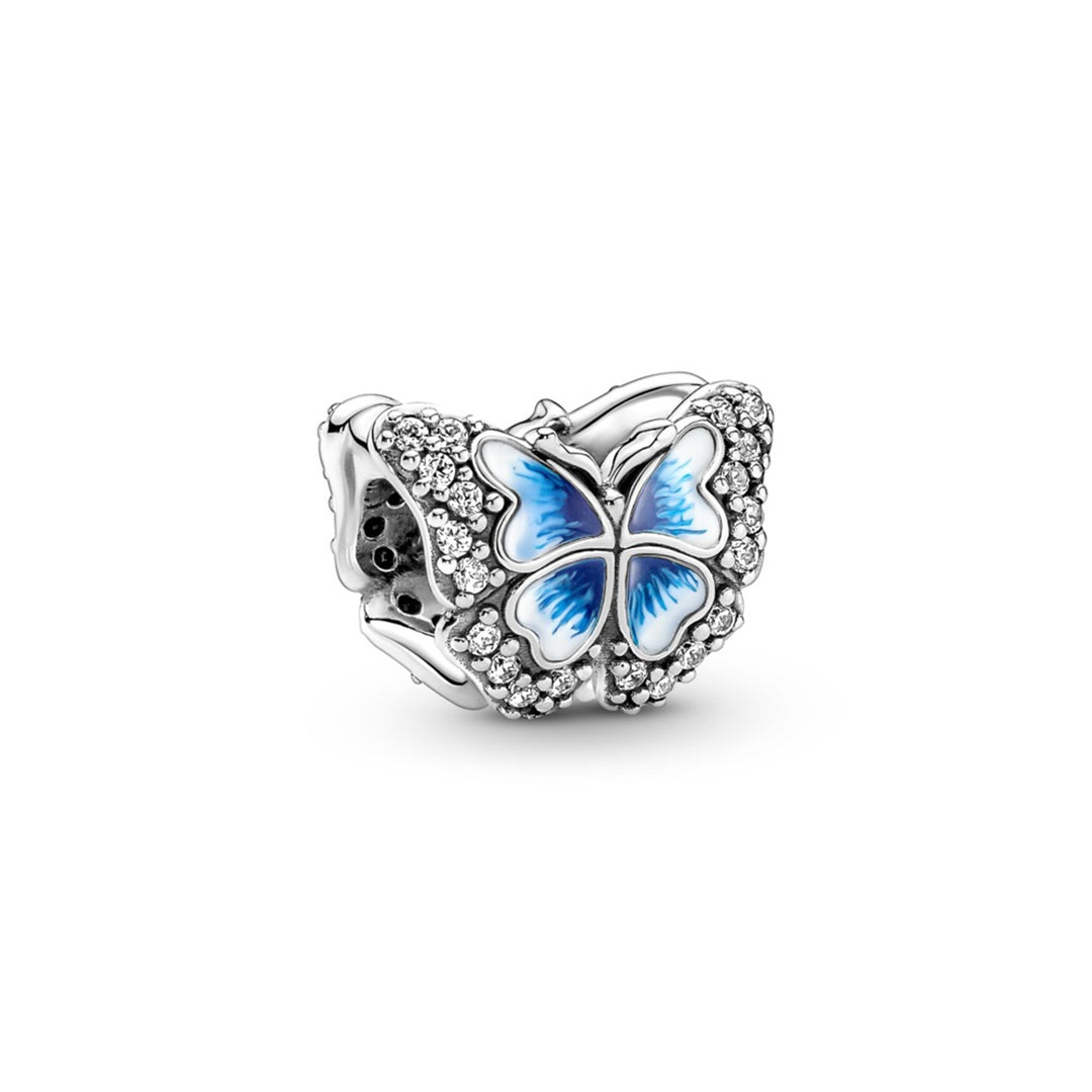 Butterfly sterling silver charm with clear CZ