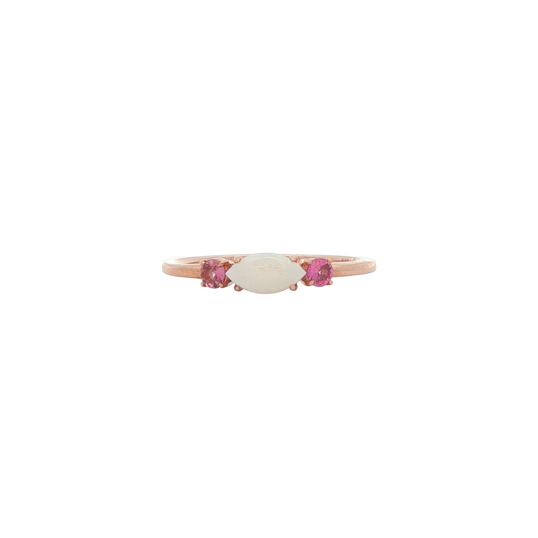10K Rose Gold Opal Pink Tourmaline Ring