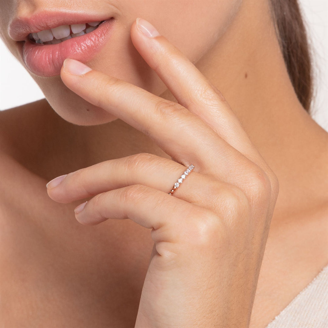 Thomas Sabo Sterling Silver Rose Gold Plated CZ Dots Ring