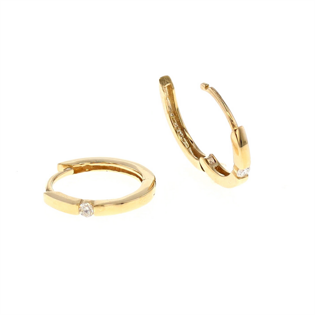 10KT Yellow Gold 0.04ctw Diamond Hoop Earrings