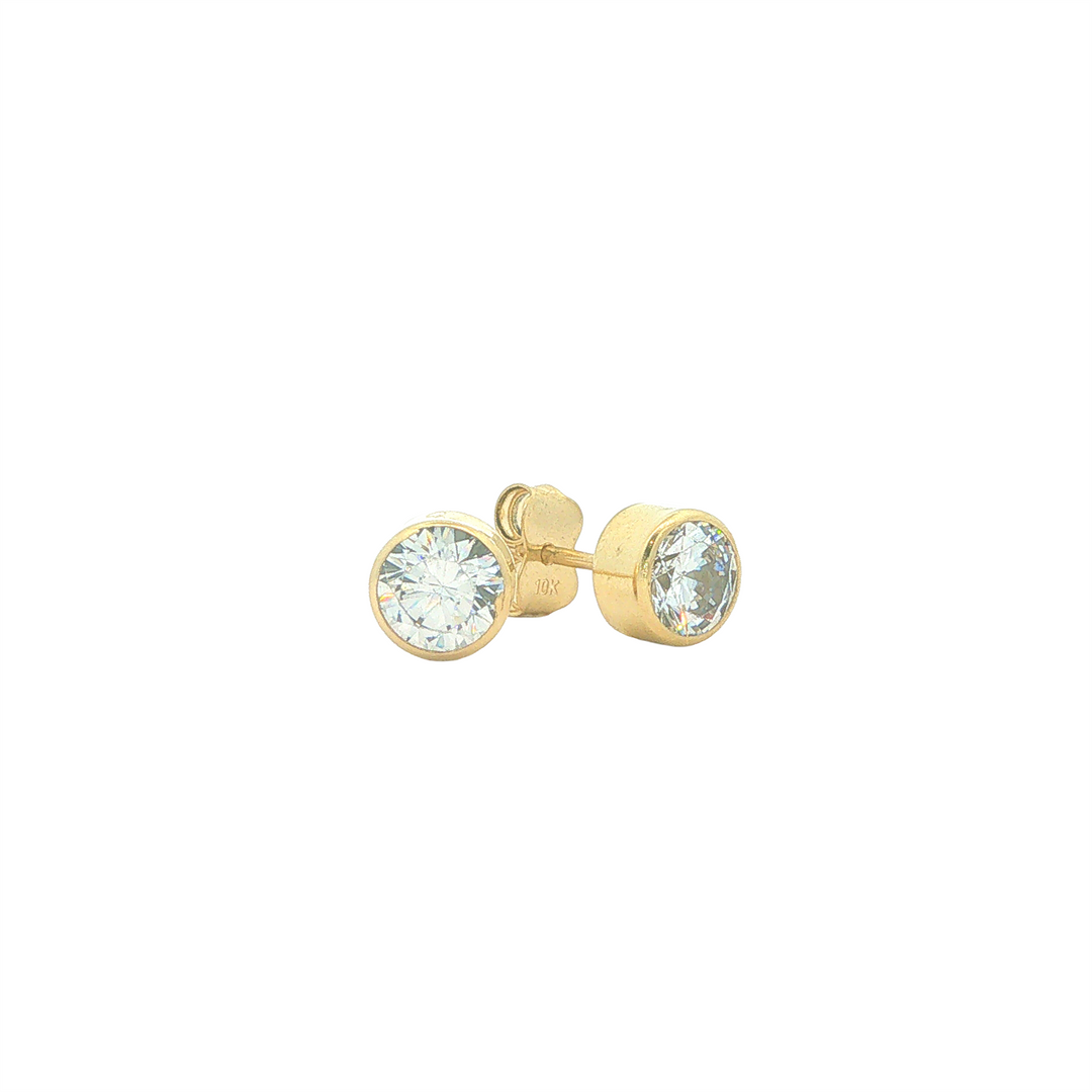 10KT Yellow Gold Cubic Zirconia Stud Earrings