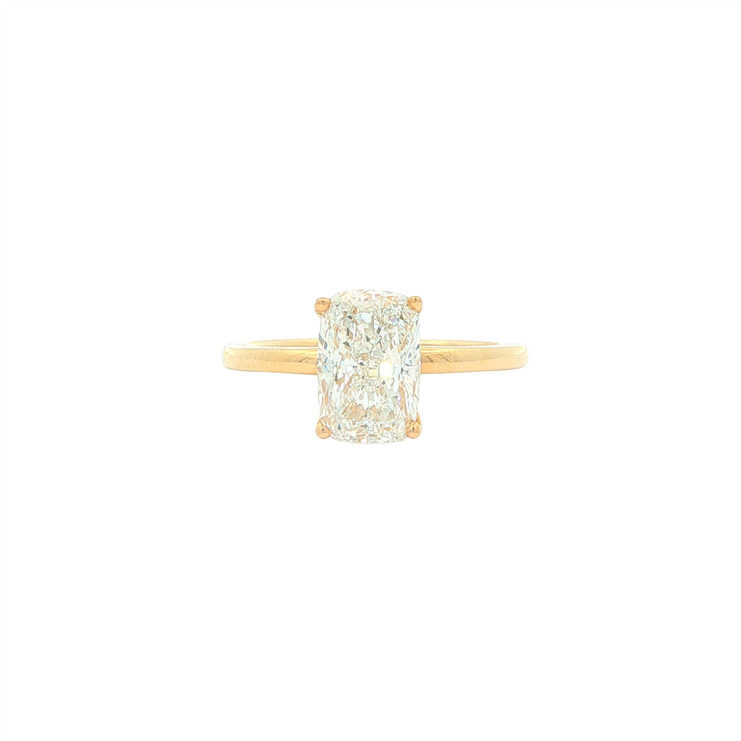 14KT Yellow Gold 2.15ctw Lab Grown Rectangular Cushion Cut Diamond Engagment Ring with Hidden Halo