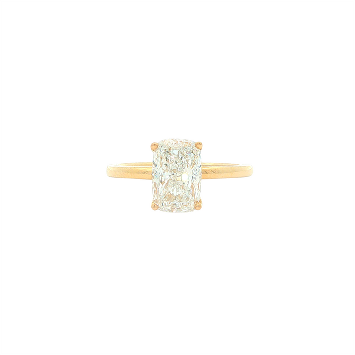 14KT Yellow Gold 2.15ctw Lab Grown Rectangular Cushion Cut Diamond Engagment Ring with Hidden Halo