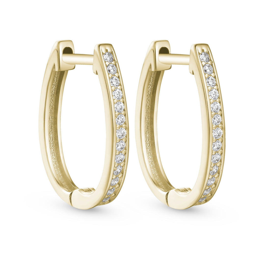 MALO Sterling Silver Yellow Vermal Plating 0.13ctw Diamond Huggie Hoop Earrings