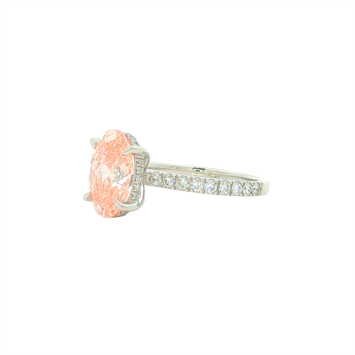 14KT White Gold 3.48cttw Lab Grown Pink Diamond Engagement Ring