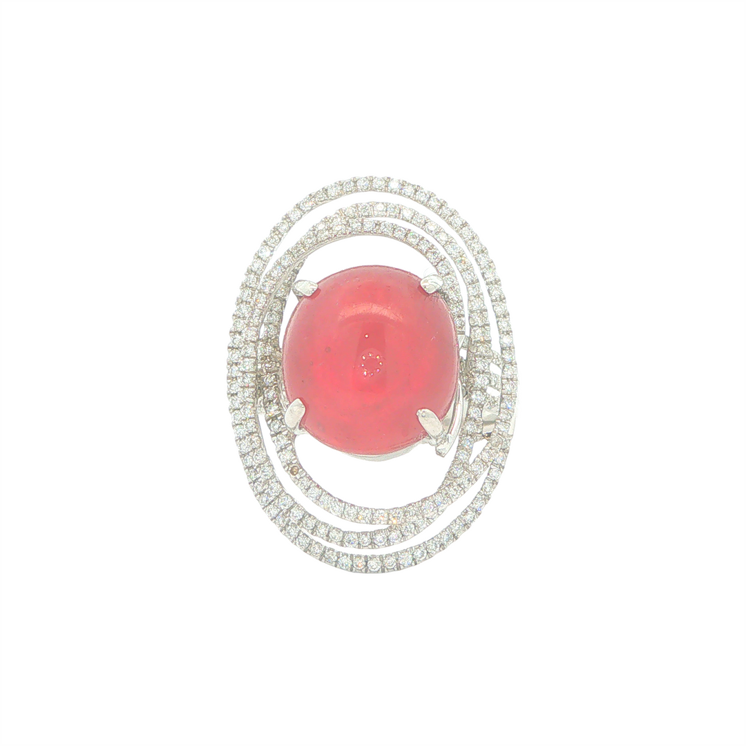 18KT White Gold 14.16ct Ruby and 0.50cttw Diamond Estate Cocktail Ring    size 8.5