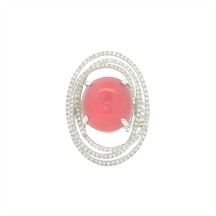 18KT White Gold 14.16ct Ruby and 0.50cttw Diamond Estate Cocktail Ring    size 8.5