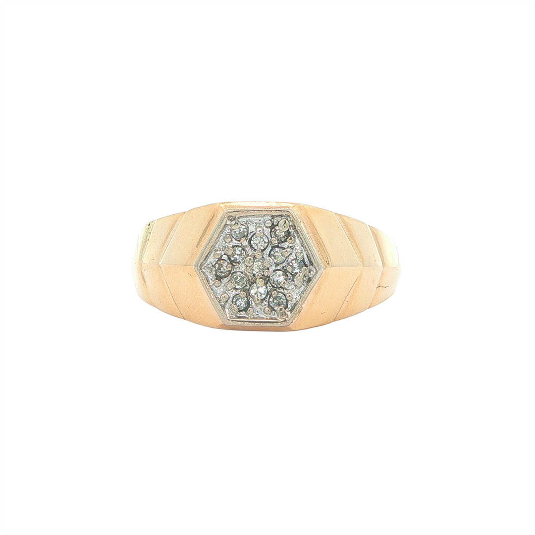 10K Yellow Gold Mens 0.10ctw Diamond Estate Ring