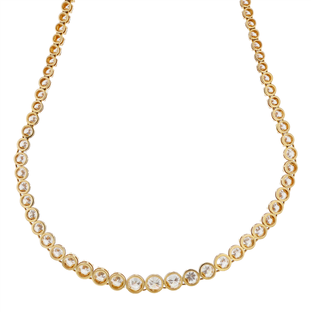 18KT Yellow Gold 13.25ctw Diamond Graduated Tennis Estate Necklace 15"