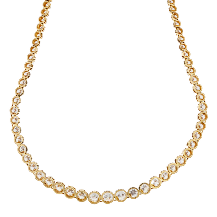 18KT Yellow Gold 13.25ctw Diamond Graduated Tennis Estate Necklace 15"