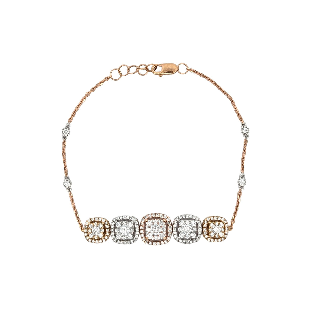 18K Tri-Tone 1.50ctw Diamond Estate 7" Bracelet