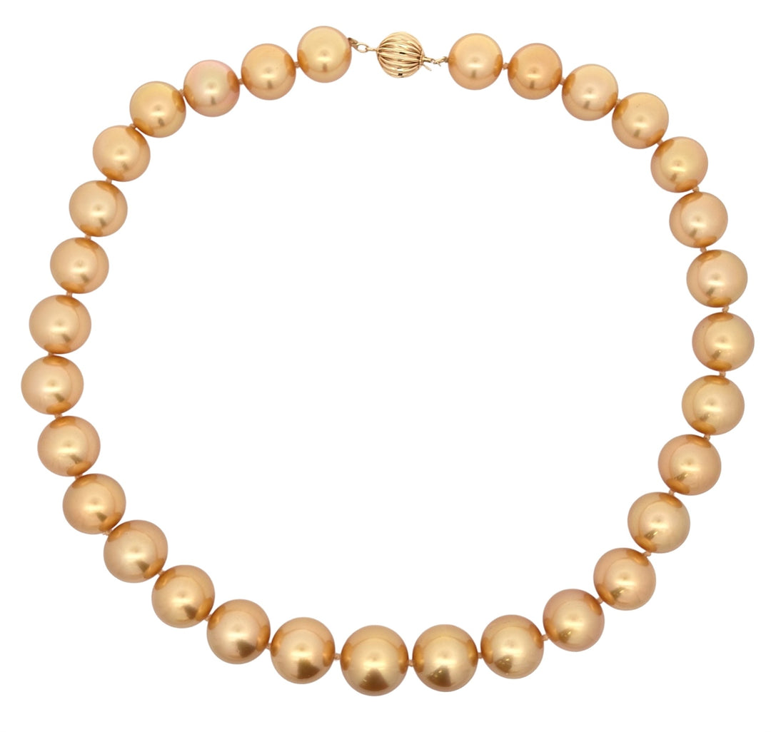14KT Yellow Gold Treated Deep Gold South Sea Pearl Estate Necklace