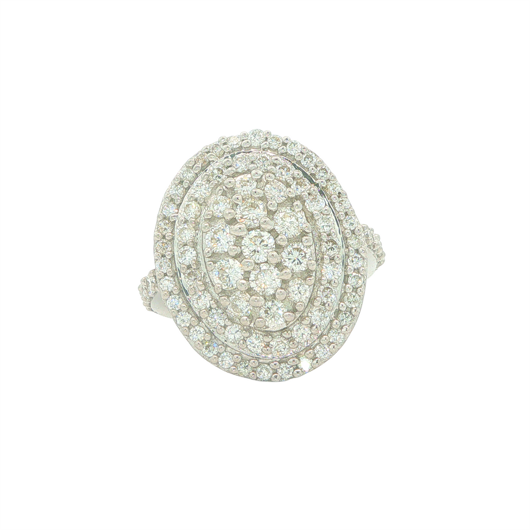 18KT White Gold 2.00ctw Diamond Cluster Estate Ring