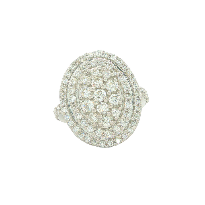 18KT White Gold 2.00ctw Diamond Cluster Estate Ring