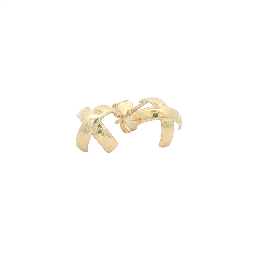 10K Yellow Gold Rounded X Stud Earrings
