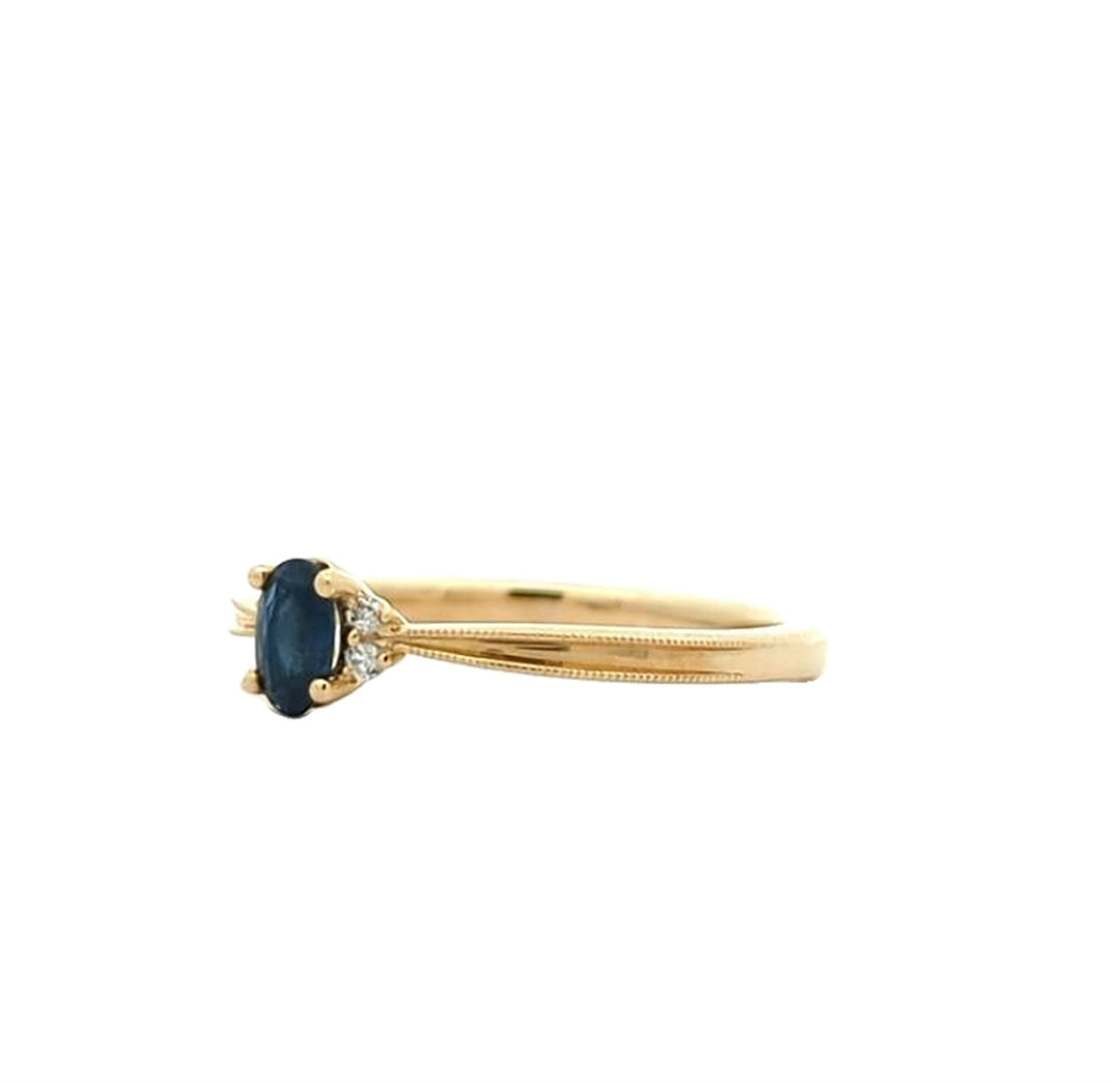10KT Yellow Gold Sapphire and 0.03ctw Diamond Ring